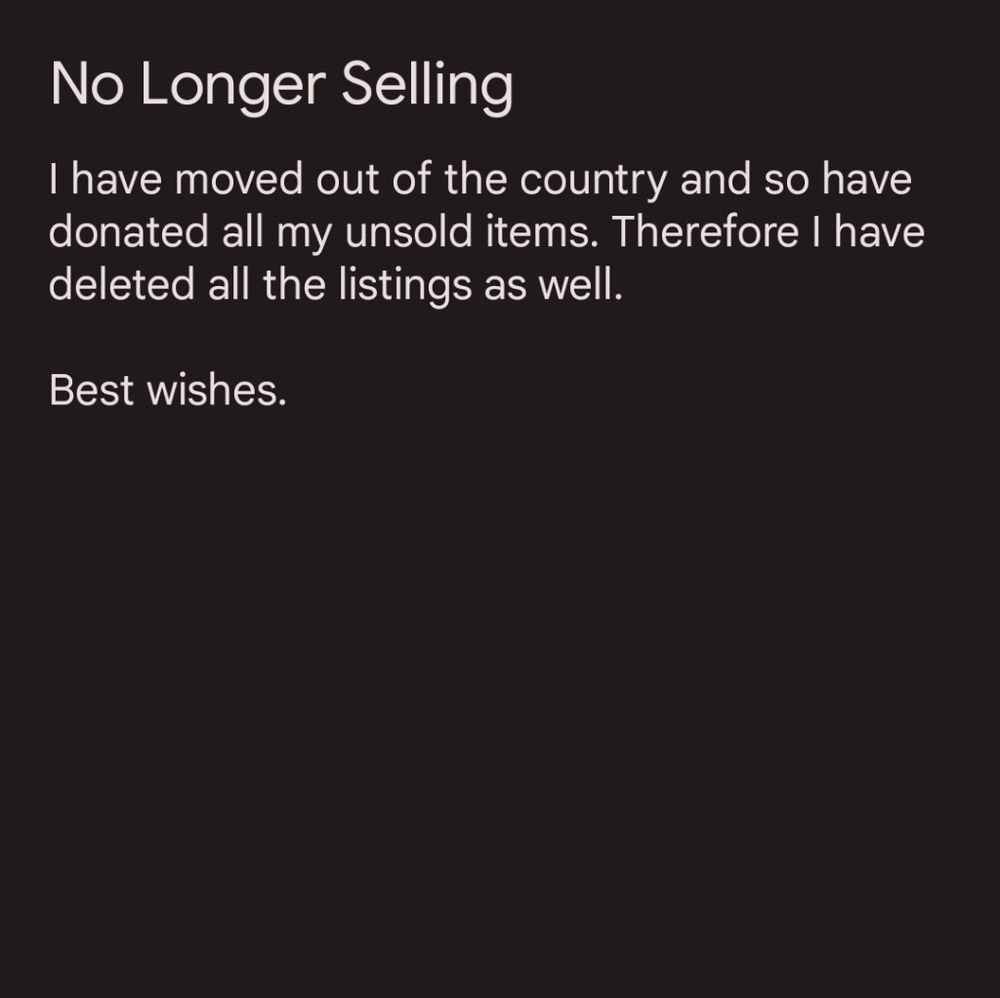 Not Selling Items at the moment